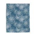 Velveteen Plush Blanket — Blue Floral Dahlia Pattern Cozy Throw