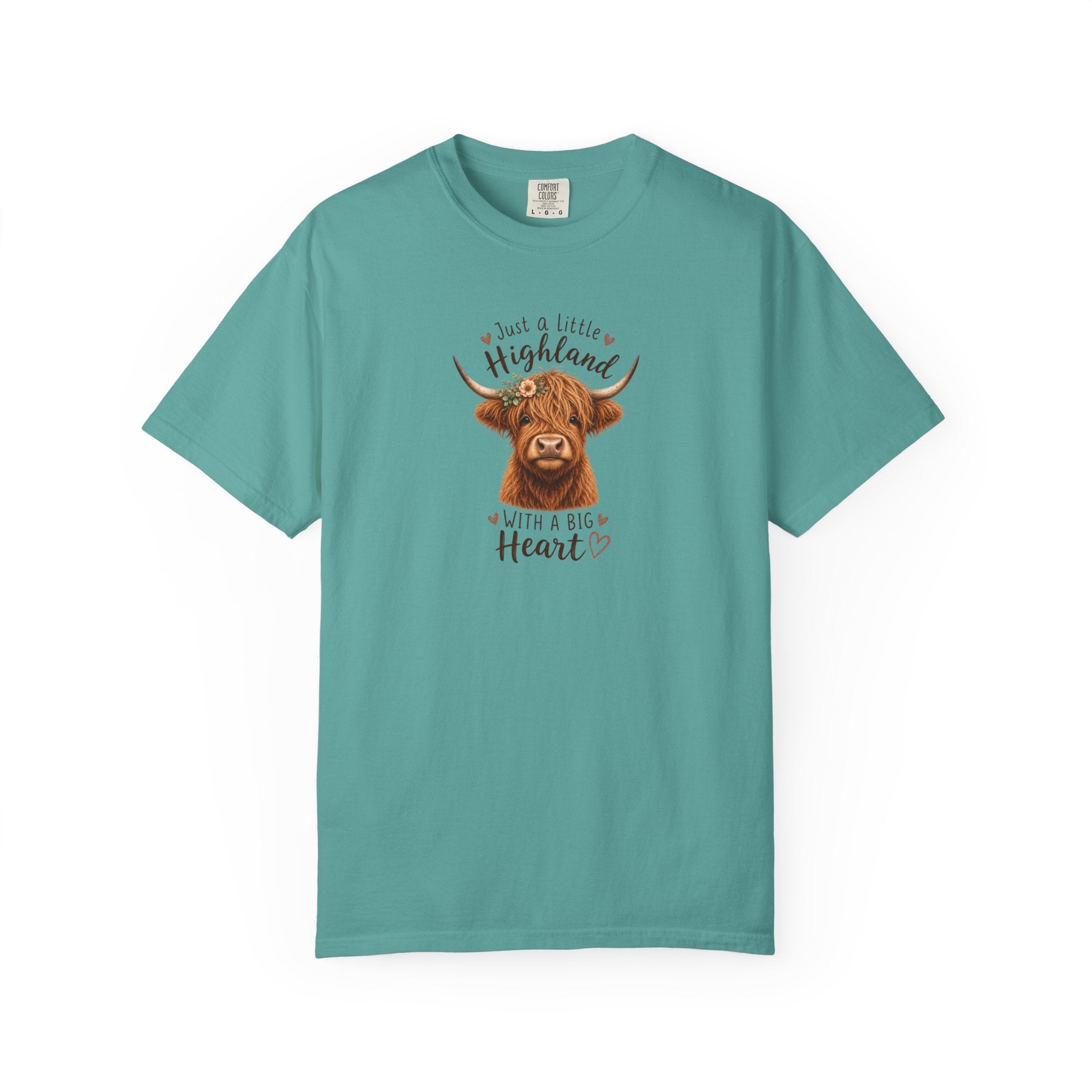 Highland Cow T-Shirt — "Just a Little Highland with a Big Heart" Cute Cow Graphic Tee