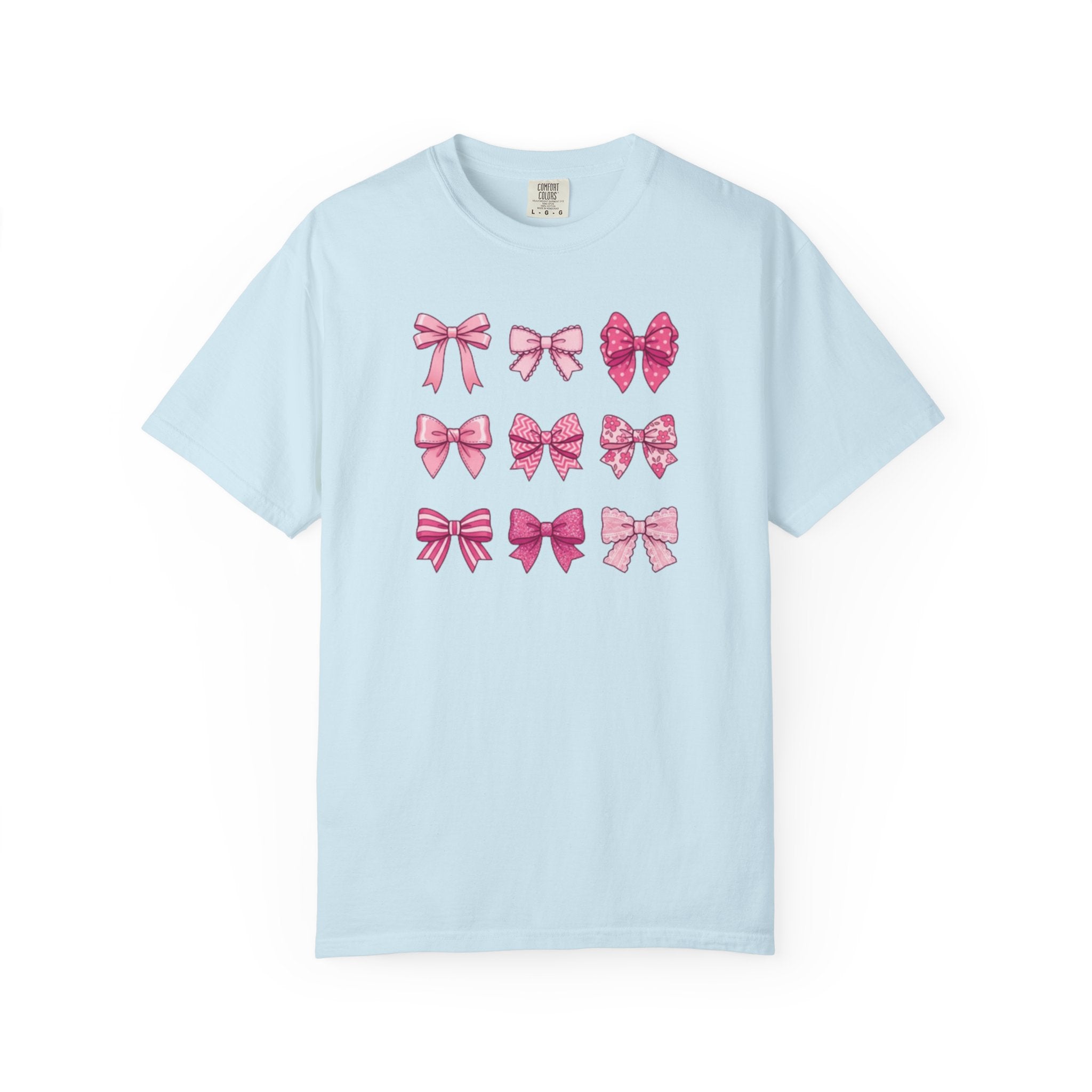 Pink Bow Pattern T-Shirt — Cute Ribbon Graphic Tee