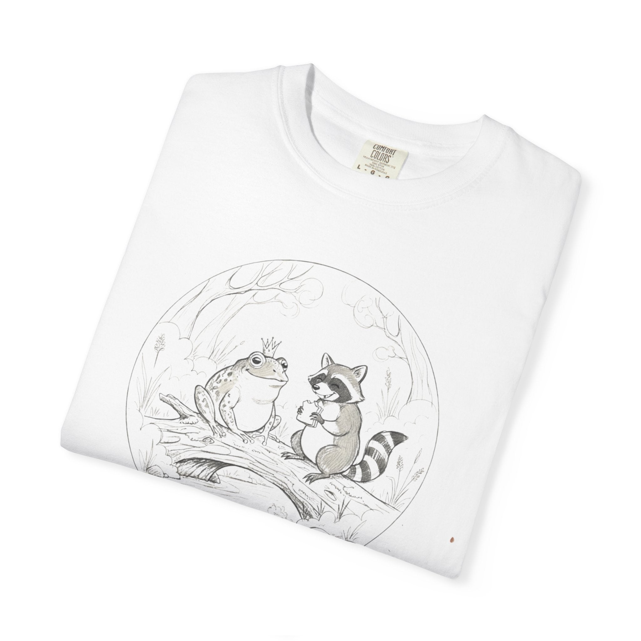 Woodland Friends T-Shirt — 'Woodland Friends' Cute Raccoon & Frog Graphic
