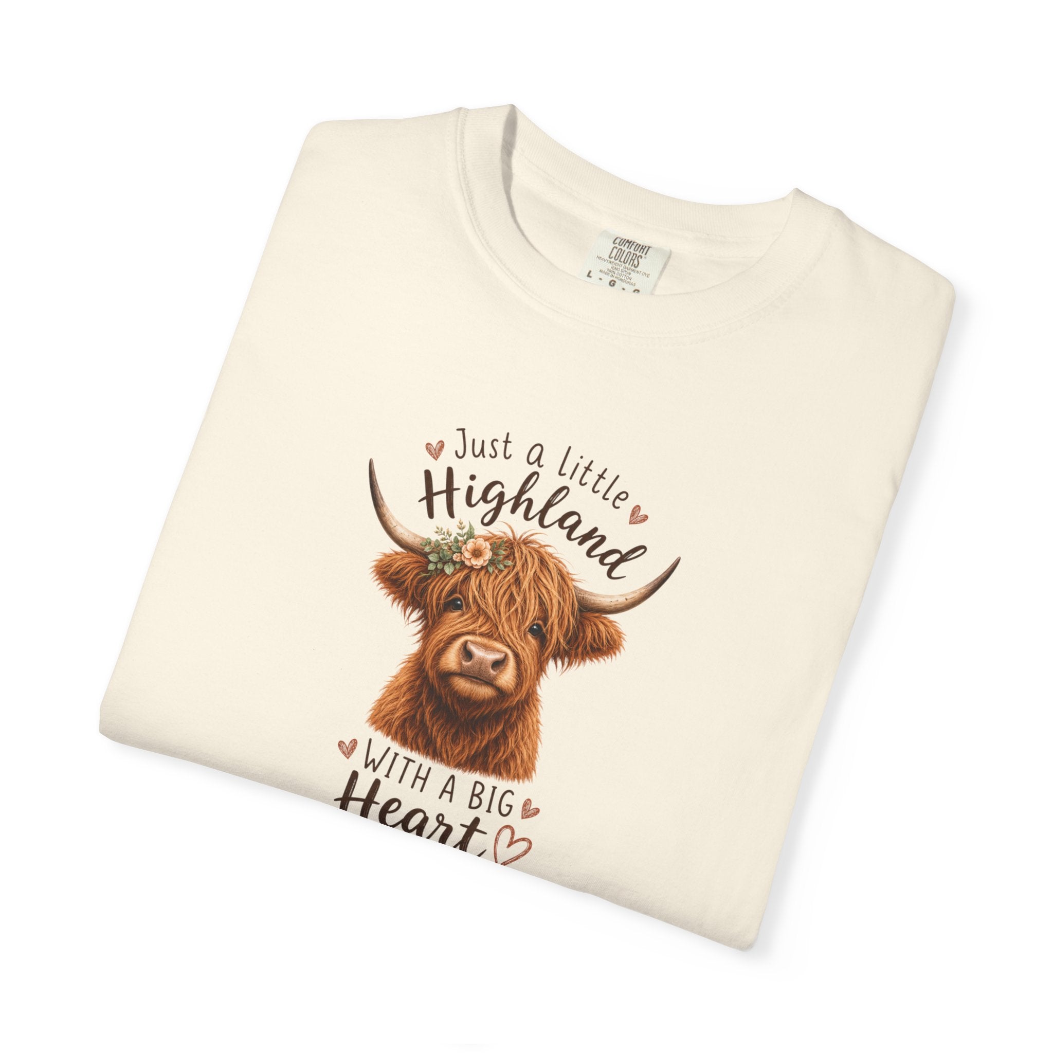 Highland Cow T-Shirt — "Just a Little Highland with a Big Heart" Cute Cow Graphic Tee