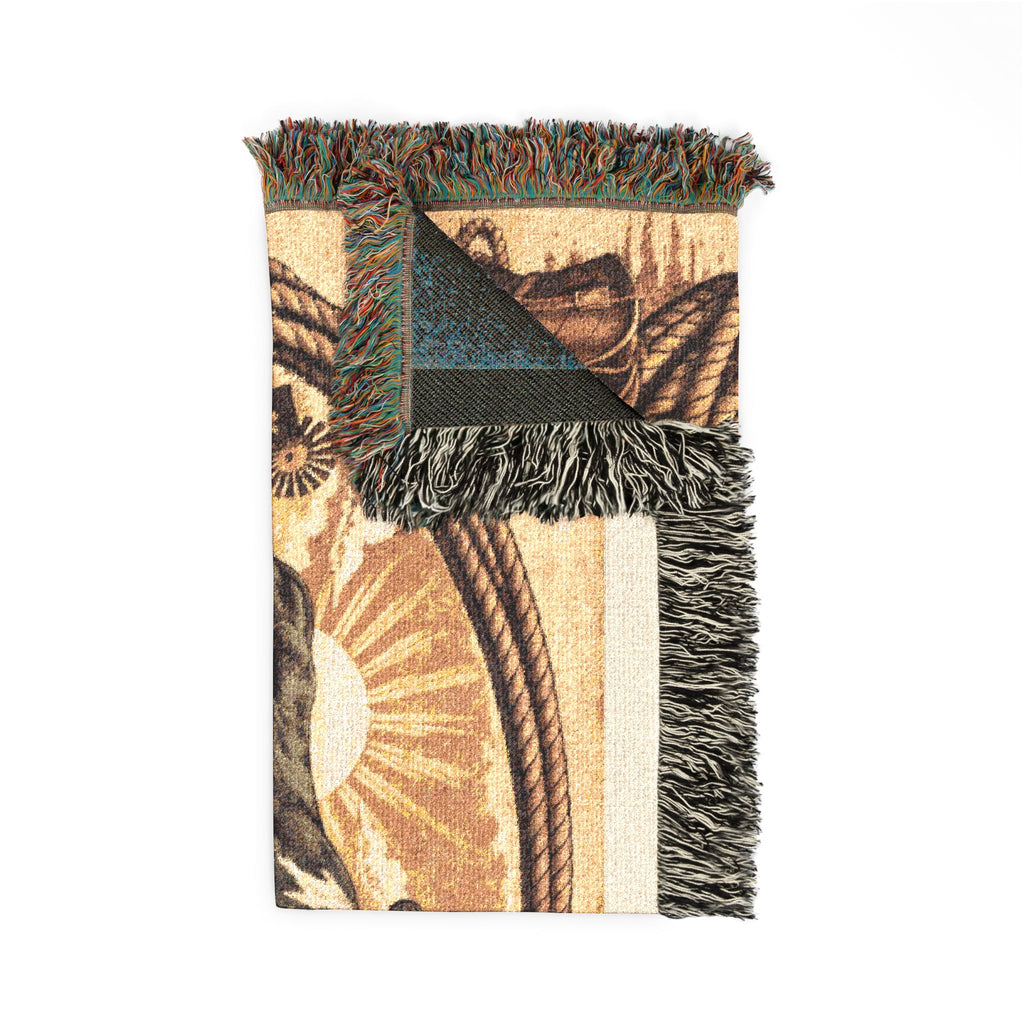 Woven Blanket - 'Ride 'Em Cowboy' Western Cattle Throw Blanket