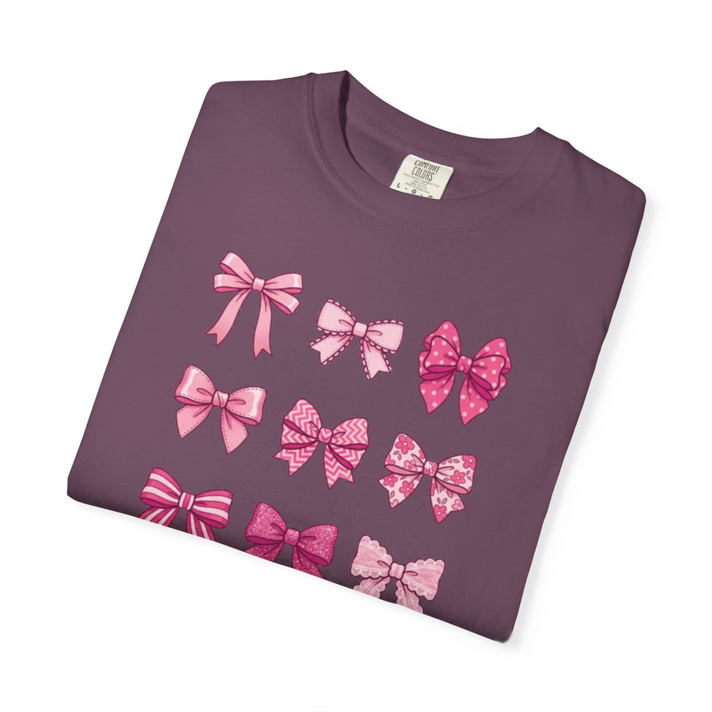 Pink Bow Pattern T-Shirt — Cute Ribbon Graphic Tee