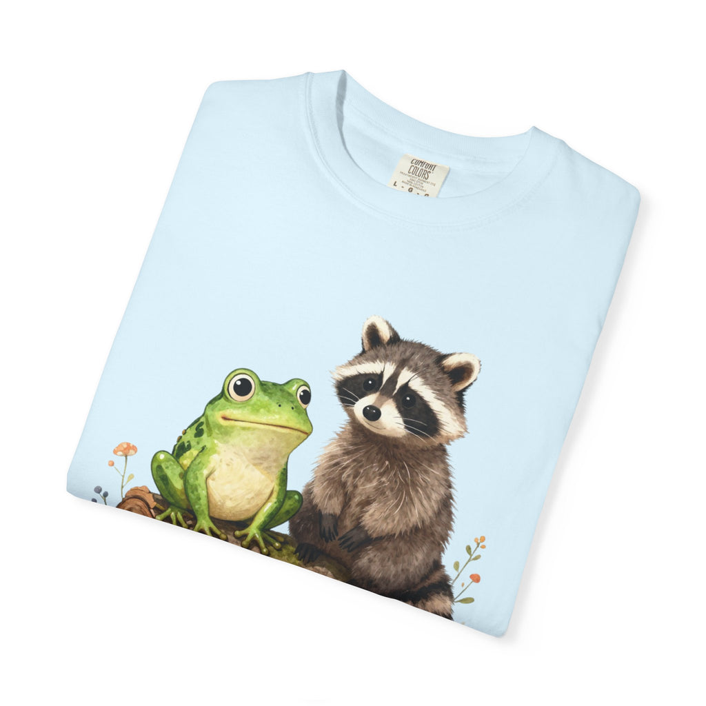 Frog & Raccoon Friends T‑Shirt — Cute Woodland Animal Graphic Tee
