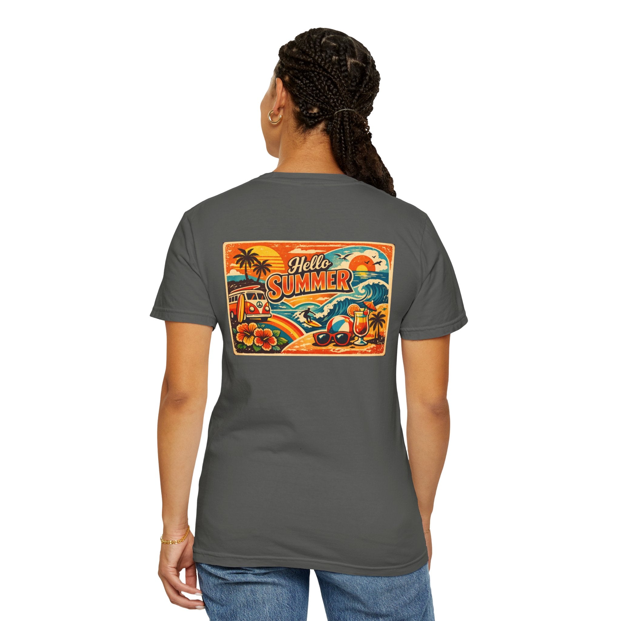 Hello Summer T-Shirt — Vintage Surf Palm Tree Beach Tee