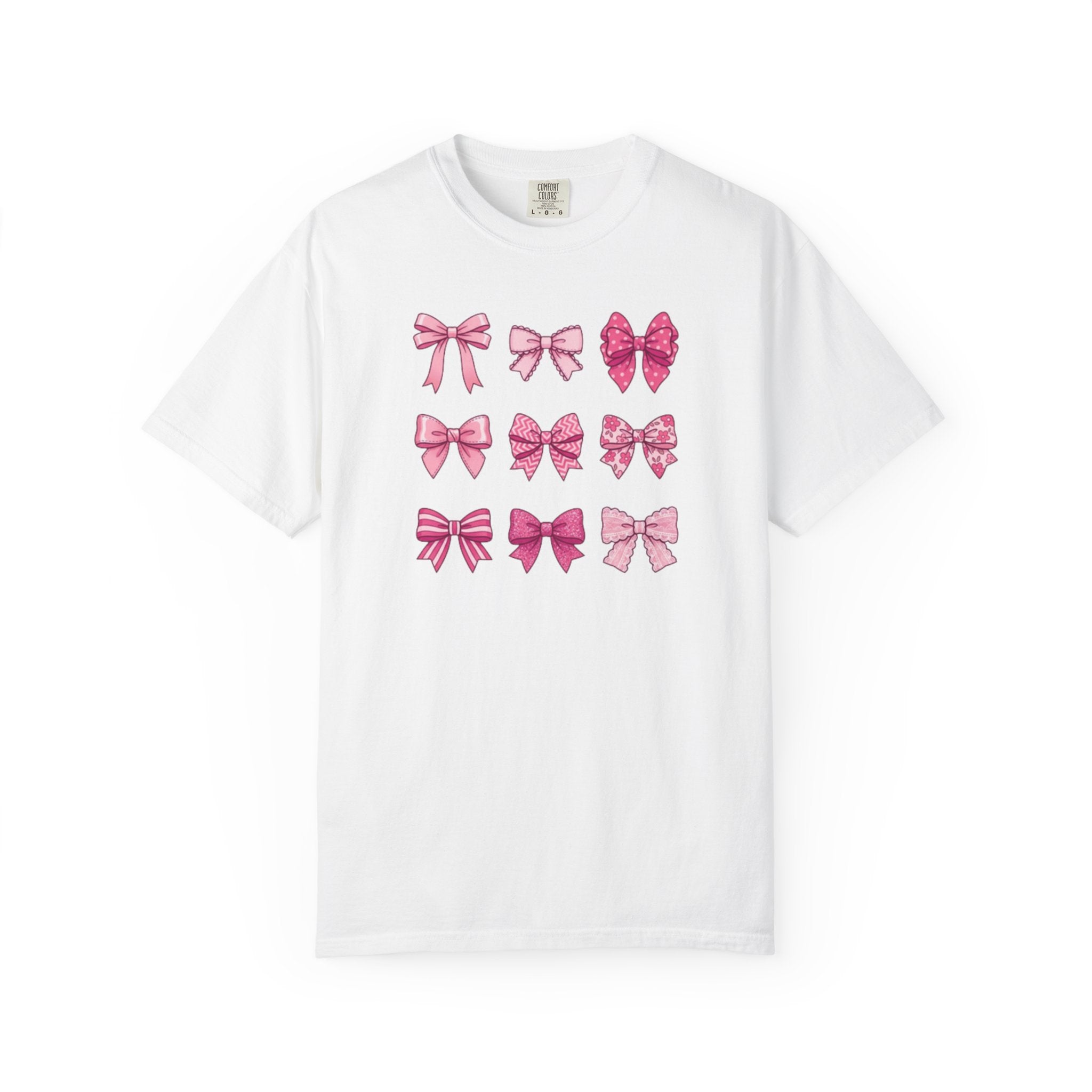 Pink Bow Pattern T-Shirt — Cute Ribbon Graphic Tee