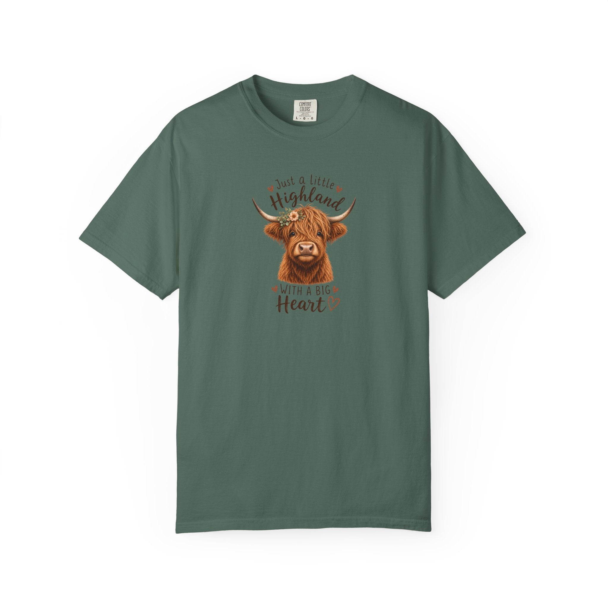 Highland Cow T-Shirt — "Just a Little Highland with a Big Heart" Cute Cow Graphic Tee