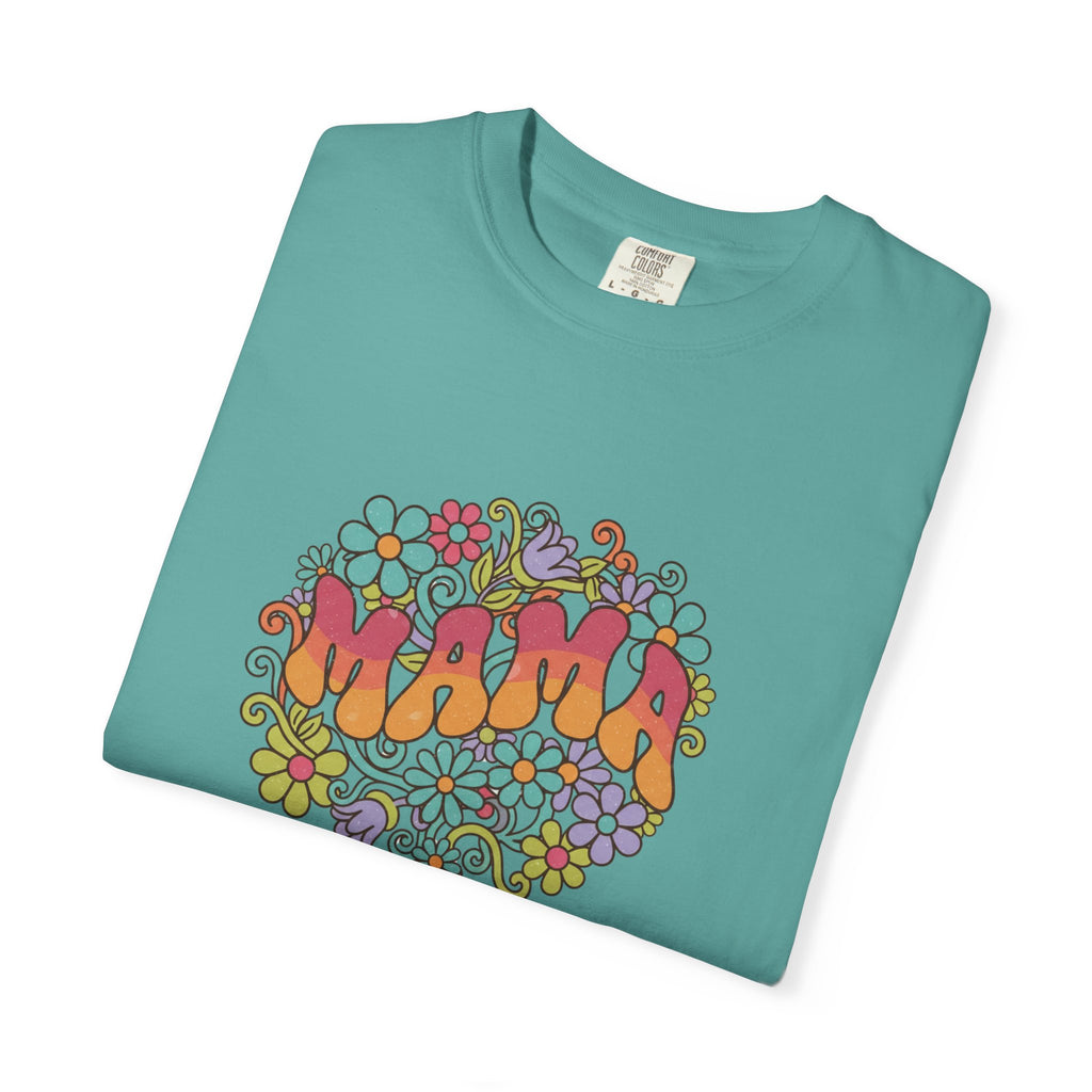 Mama Floral Retro T-Shirt — Vintage Hippie Flower Power Tee for Moms