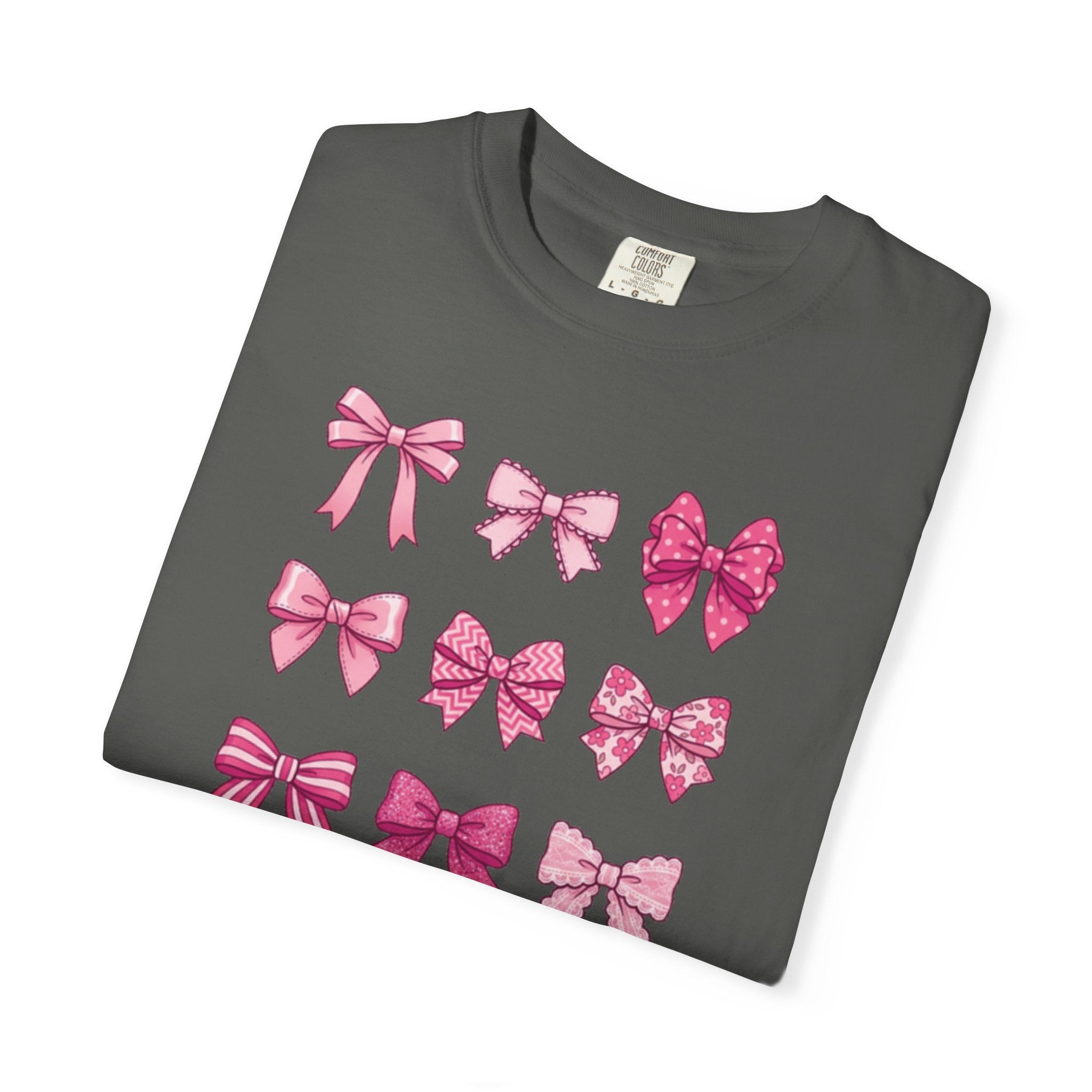 Pink Bow Pattern T-Shirt — Cute Ribbon Graphic Tee