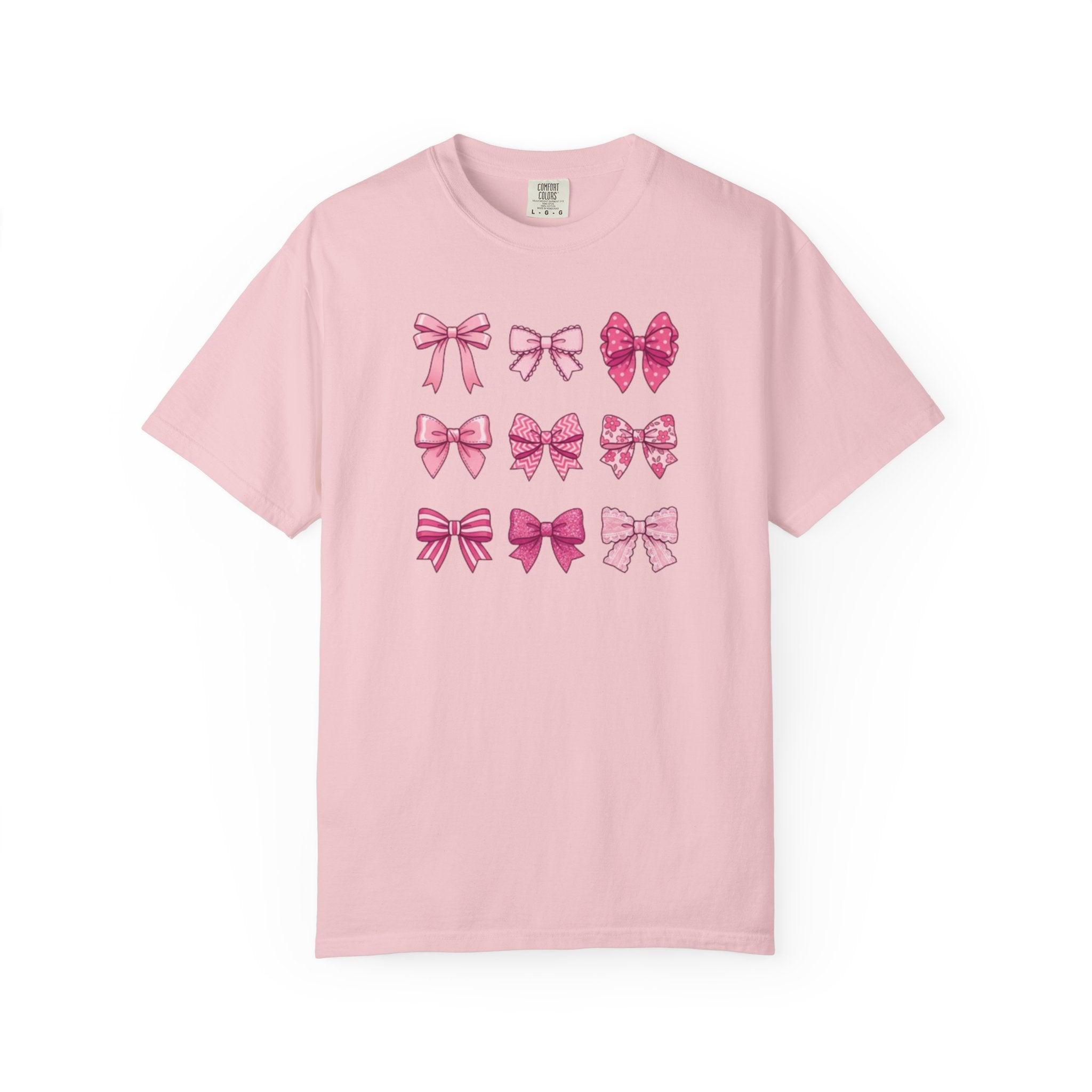 Pink Bow Pattern T-Shirt — Cute Ribbon Graphic Tee