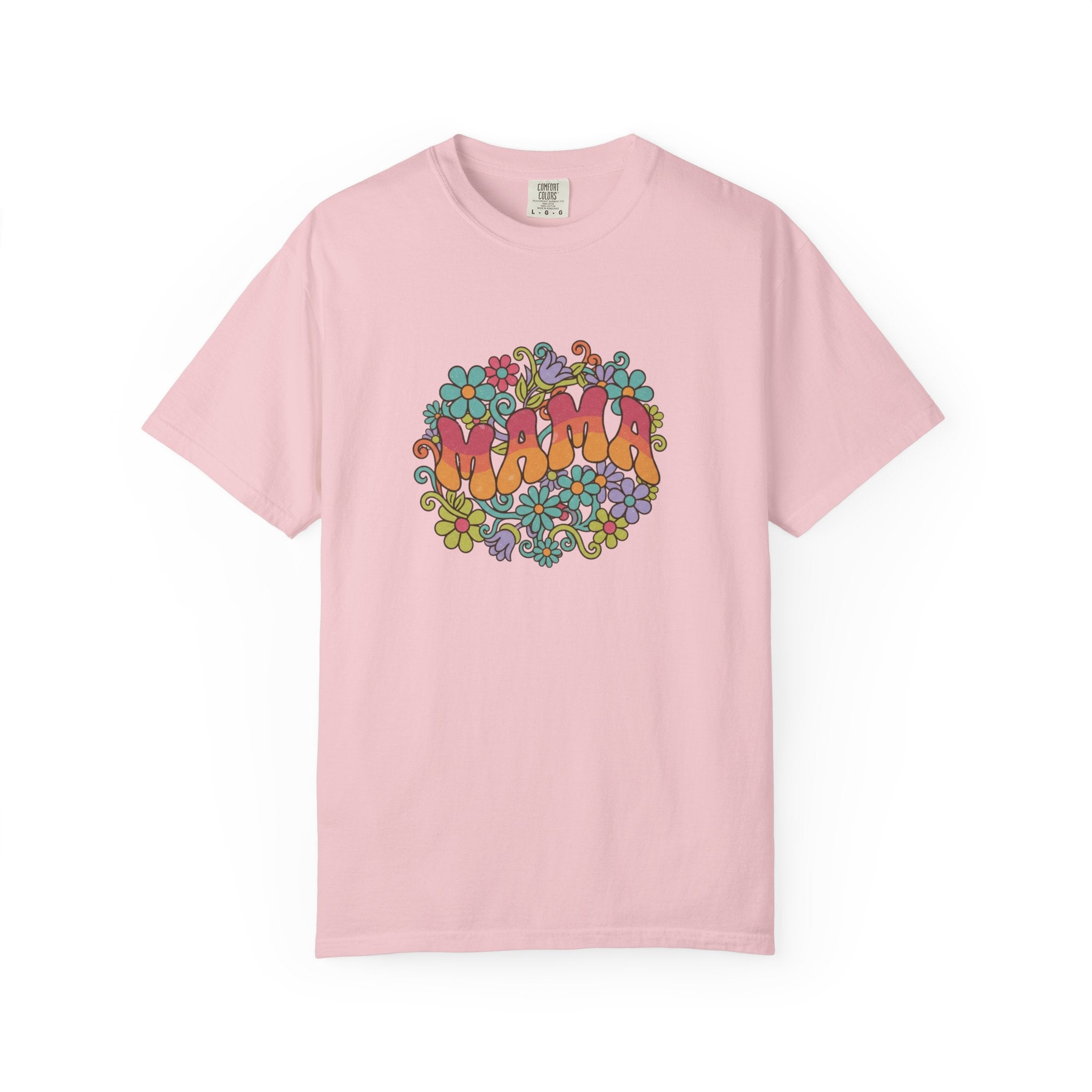 Mama Floral Retro T-Shirt — Vintage Hippie Flower Power Tee for Moms