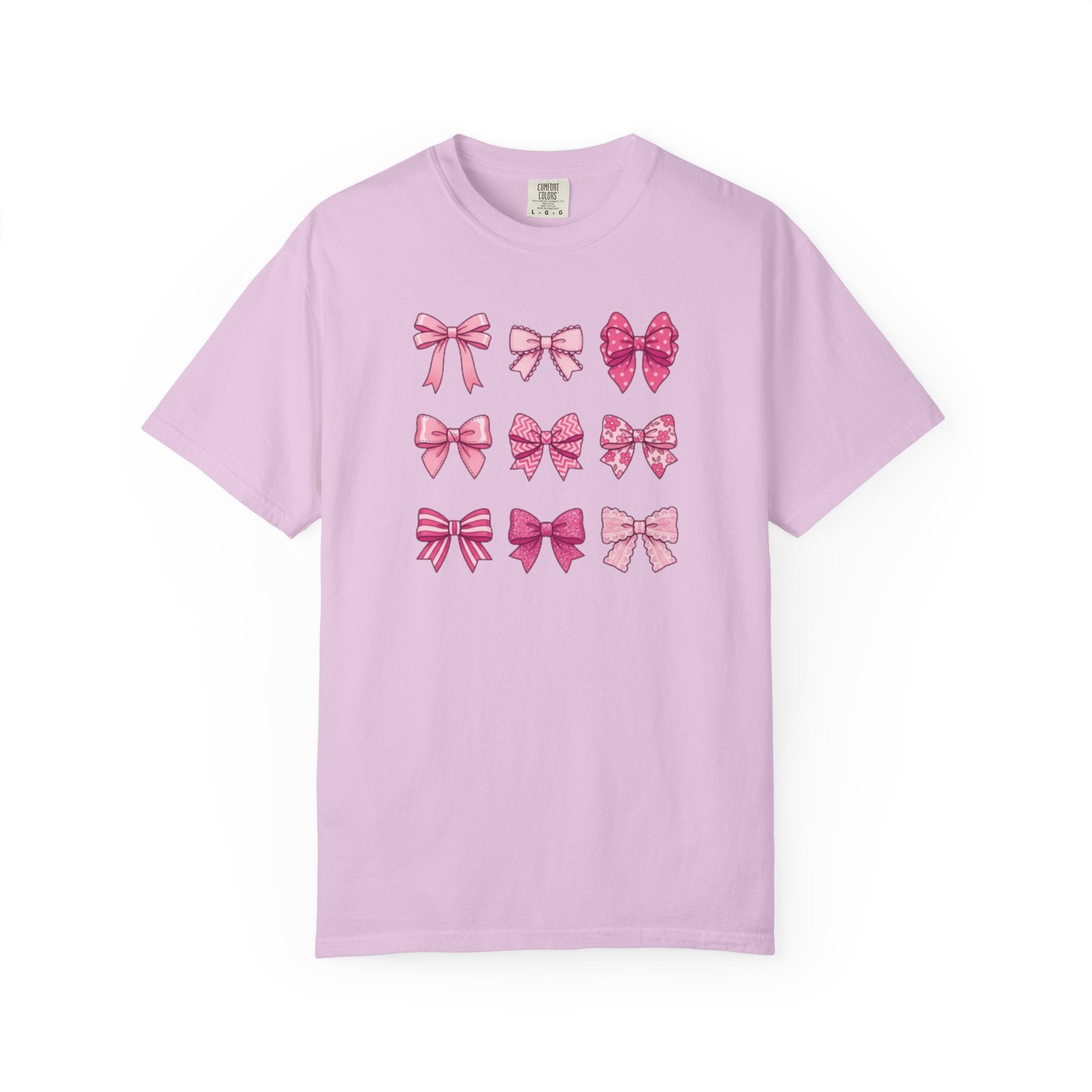 Pink Bow Pattern T-Shirt — Cute Ribbon Graphic Tee