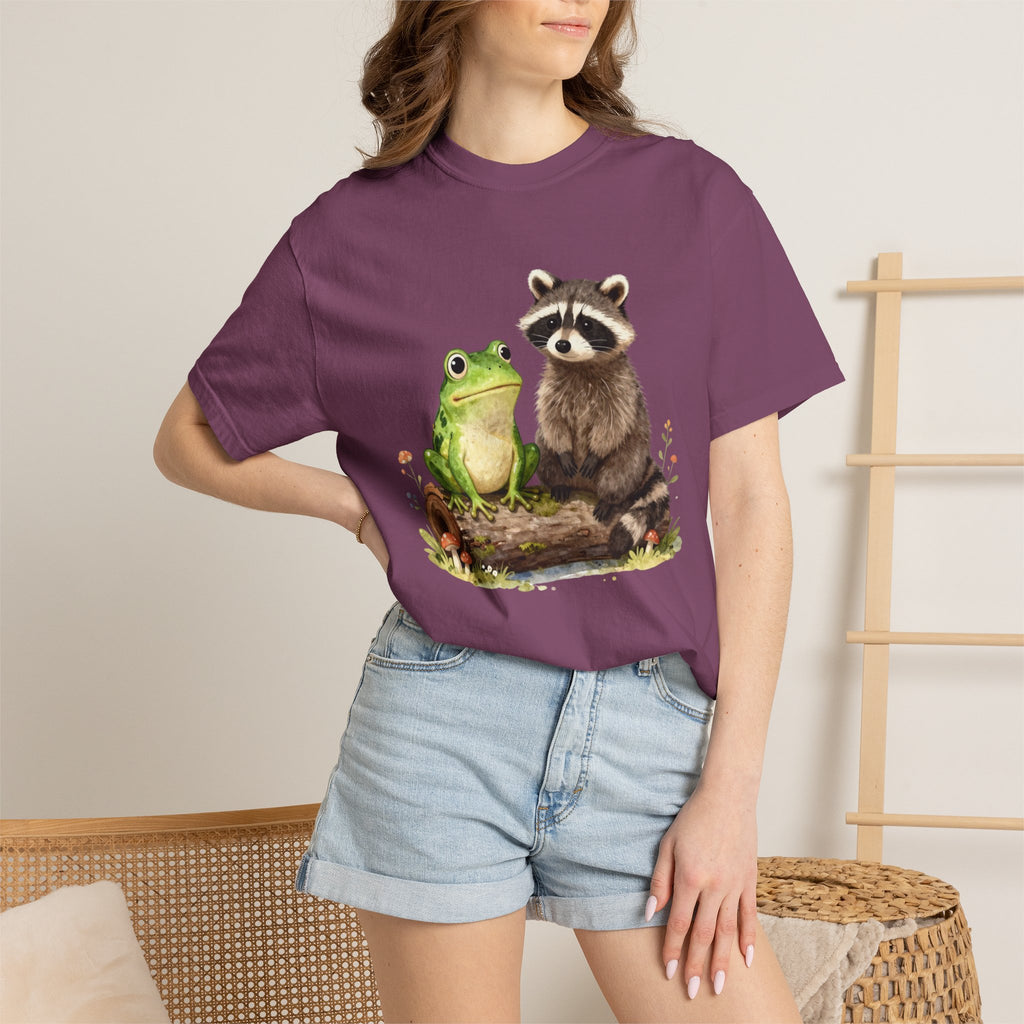 Frog & Raccoon Friends T‑Shirt — Cute Woodland Animal Graphic Tee