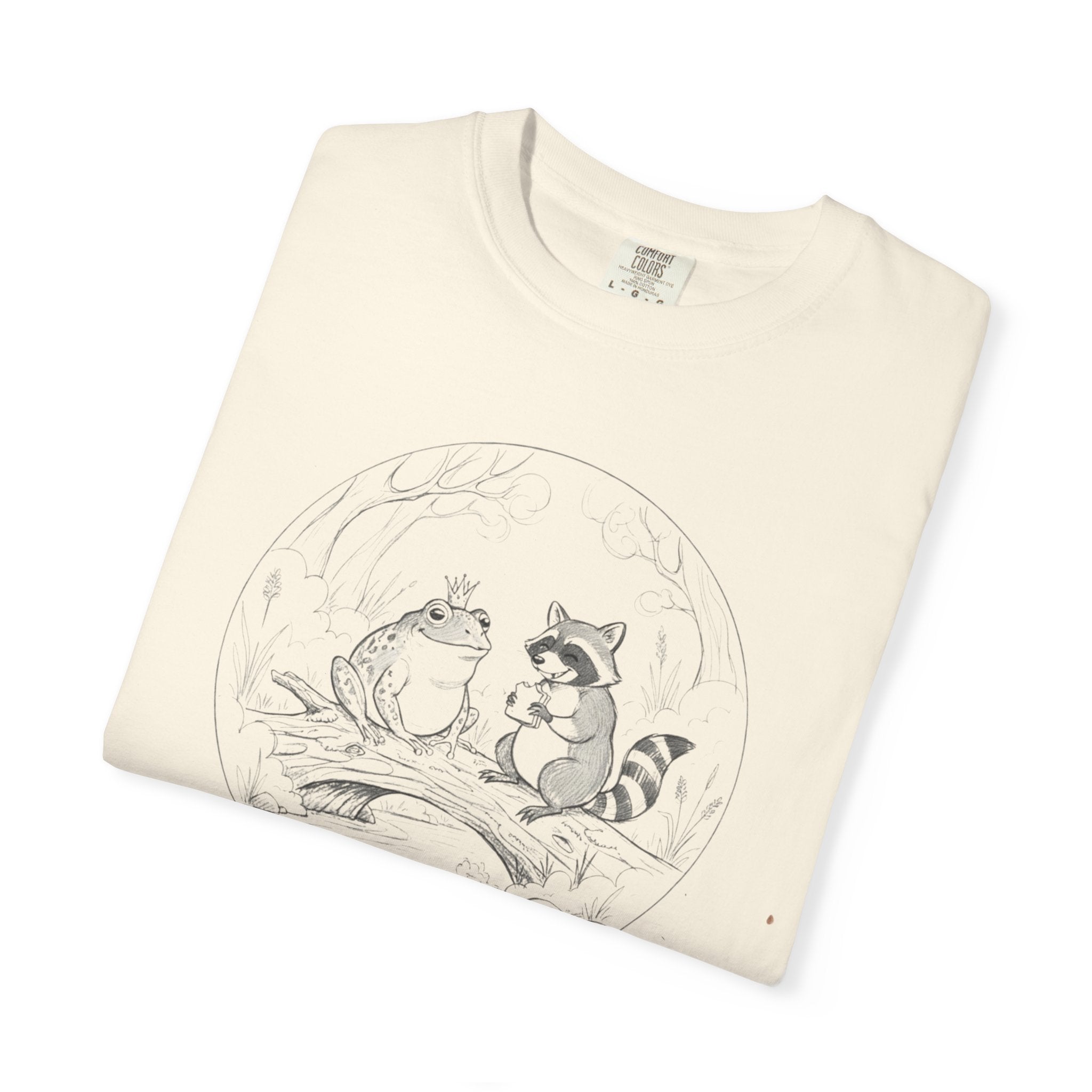 Woodland Friends T-Shirt — 'Woodland Friends' Cute Raccoon & Frog Graphic