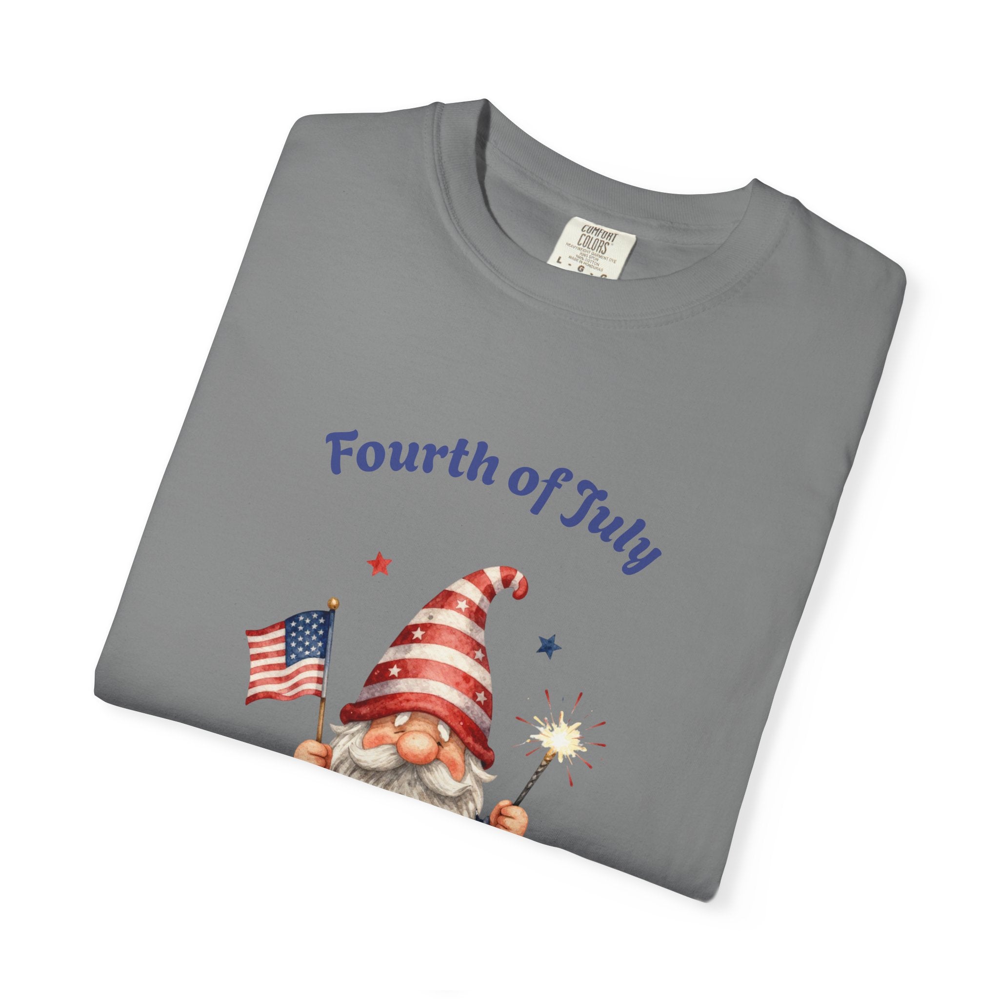 Fourth of July Gnome T-Shirt — Patriotic Flag & Firework Graphic Tee