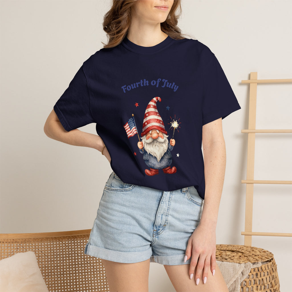 Fourth of July Gnome T-Shirt — Patriotic Flag & Firework Graphic Tee