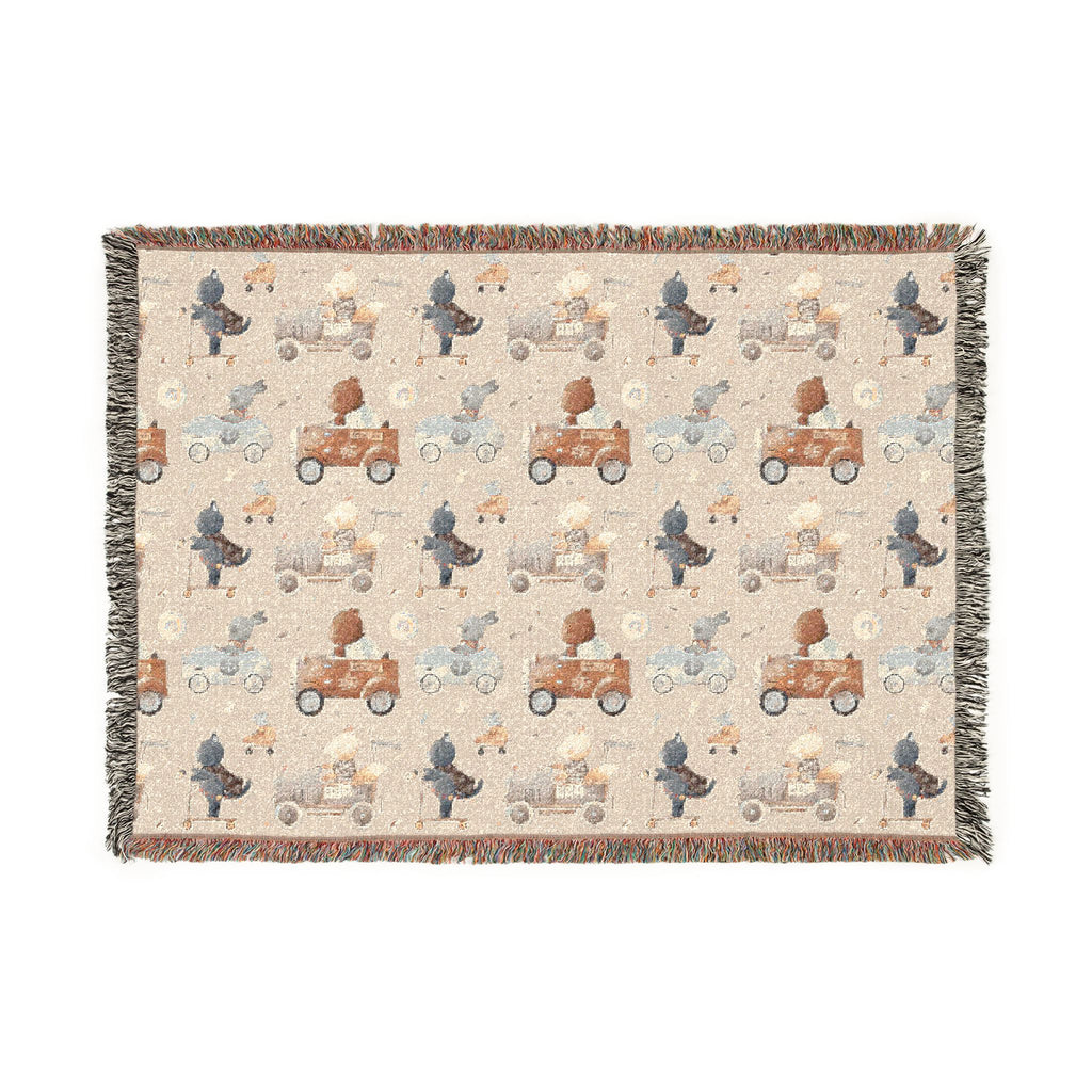 Cozy Camper Woven Blanket — Retro Camper & Stars Throw
