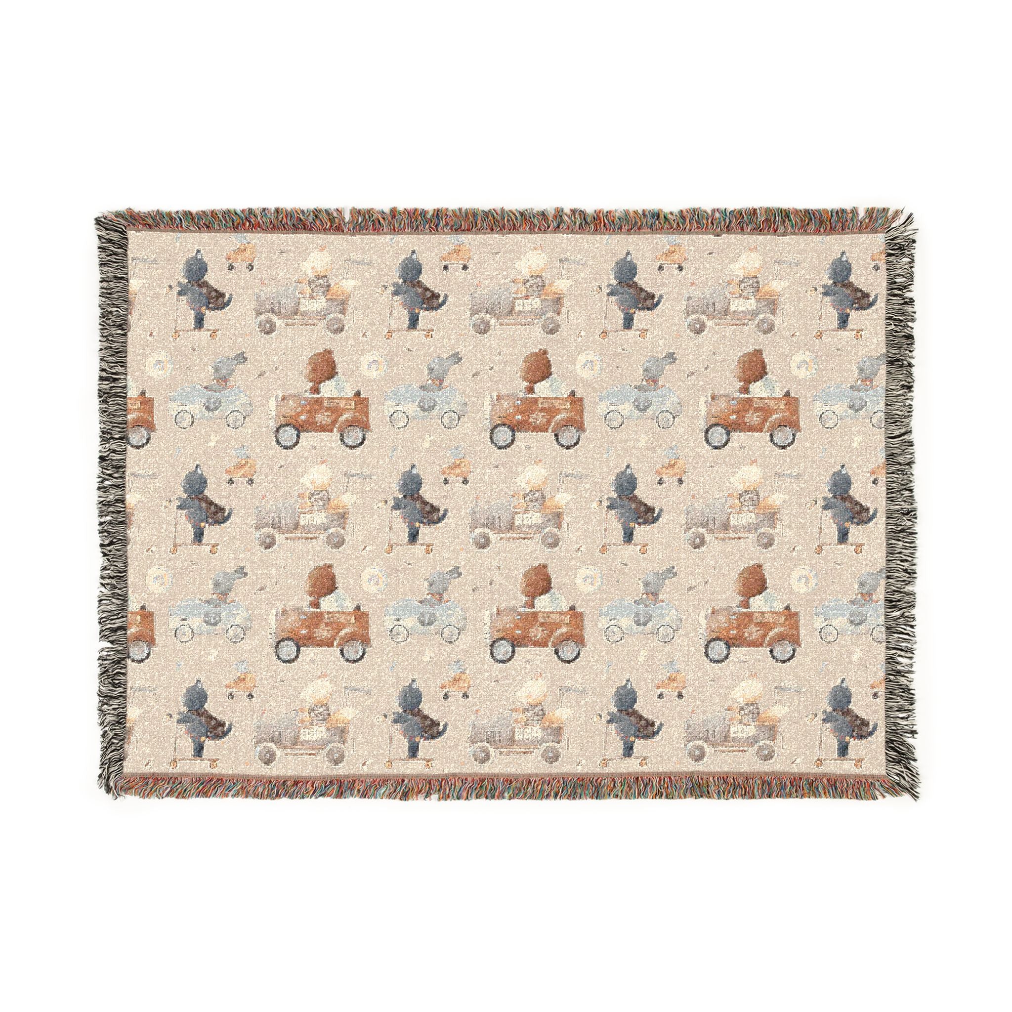 Cozy Camper Woven Blanket — Retro Camper & Stars Throw