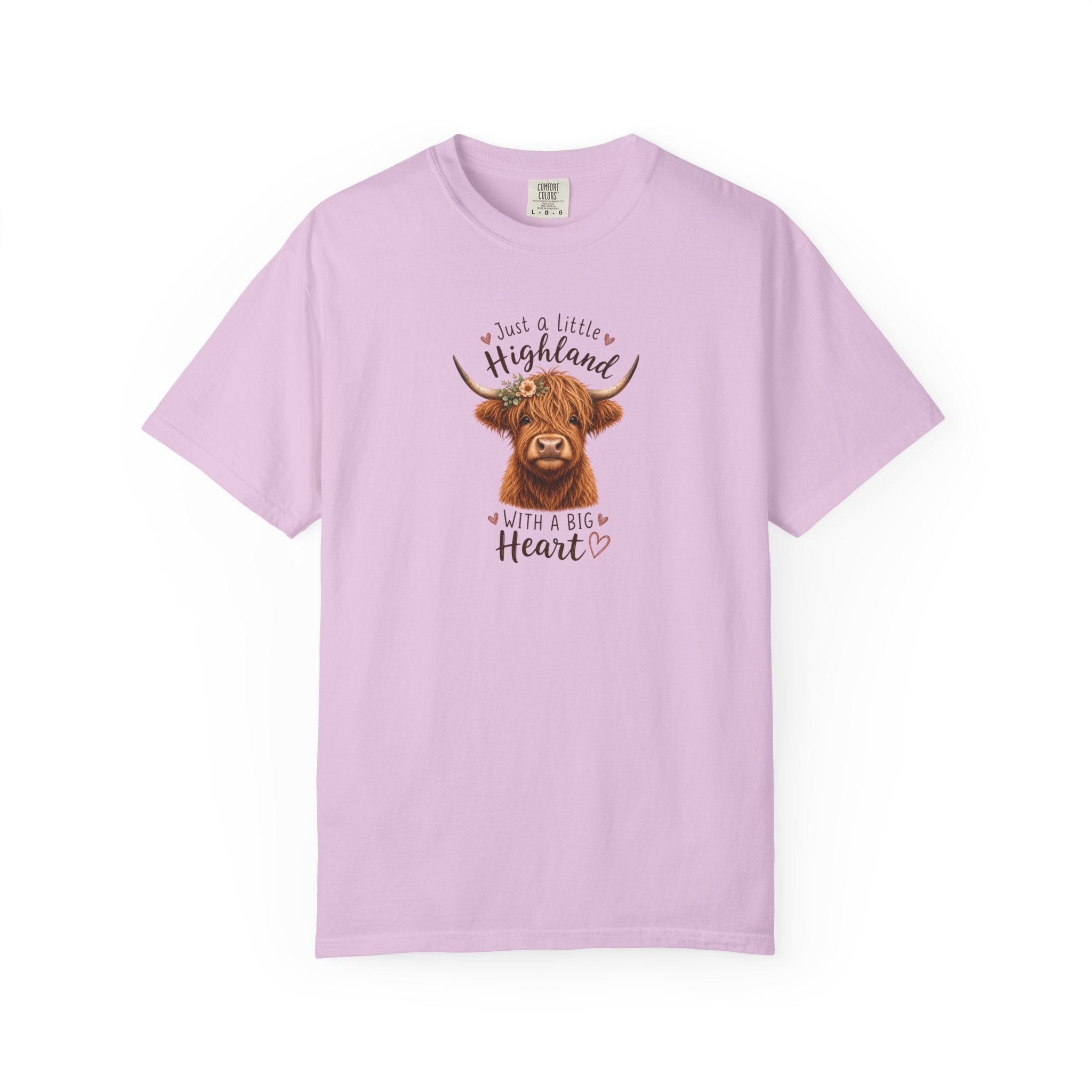 Highland Cow T-Shirt — "Just a Little Highland with a Big Heart" Cute Cow Graphic Tee