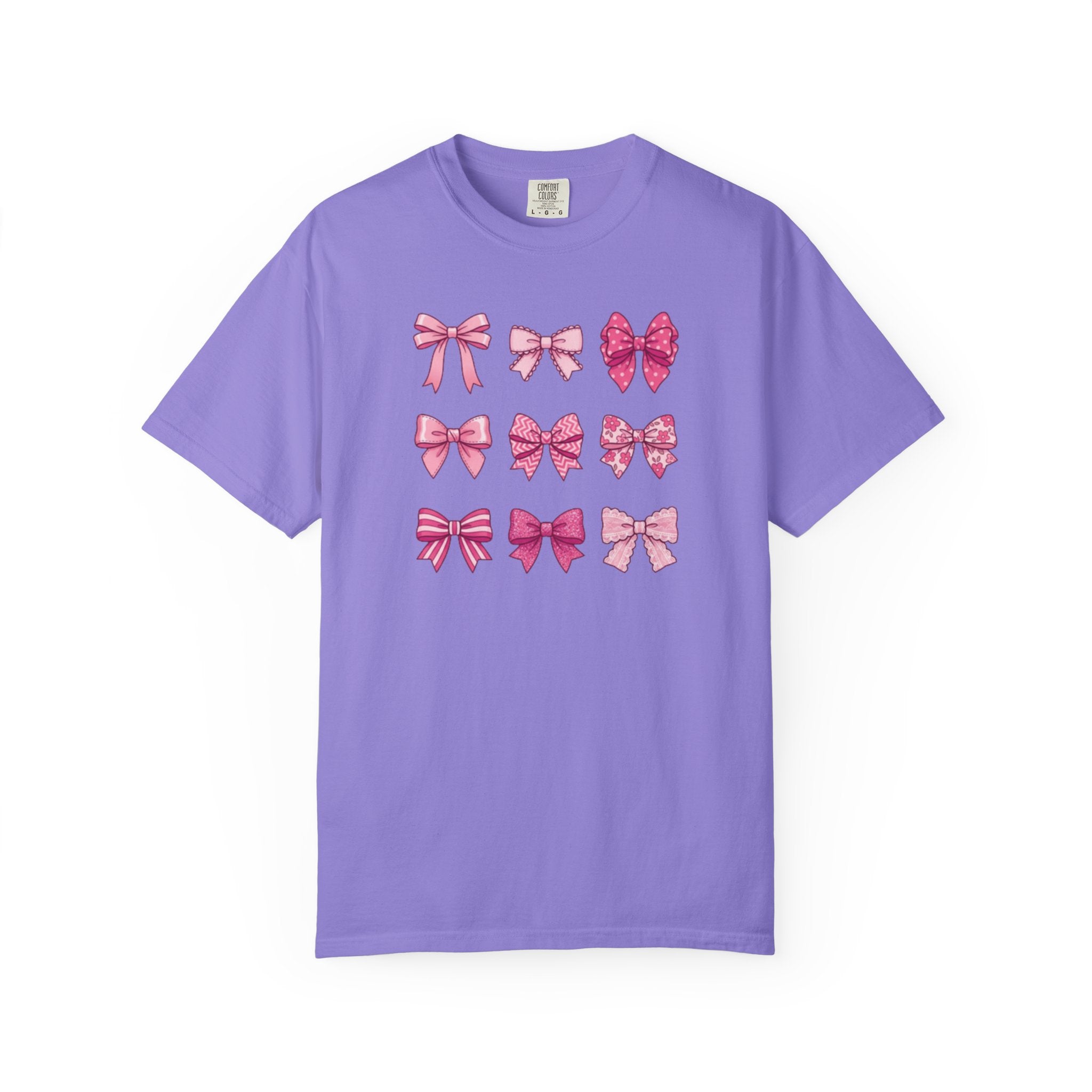 Pink Bow Pattern T-Shirt — Cute Ribbon Graphic Tee