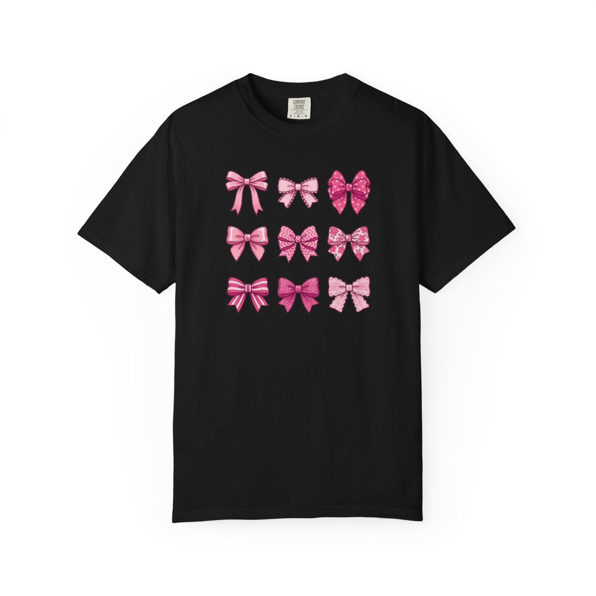 Pink Bow Pattern T-Shirt — Cute Ribbon Graphic Tee