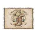 Western Adventure Woven Blanket — Cowboy Boots & Hat Throw