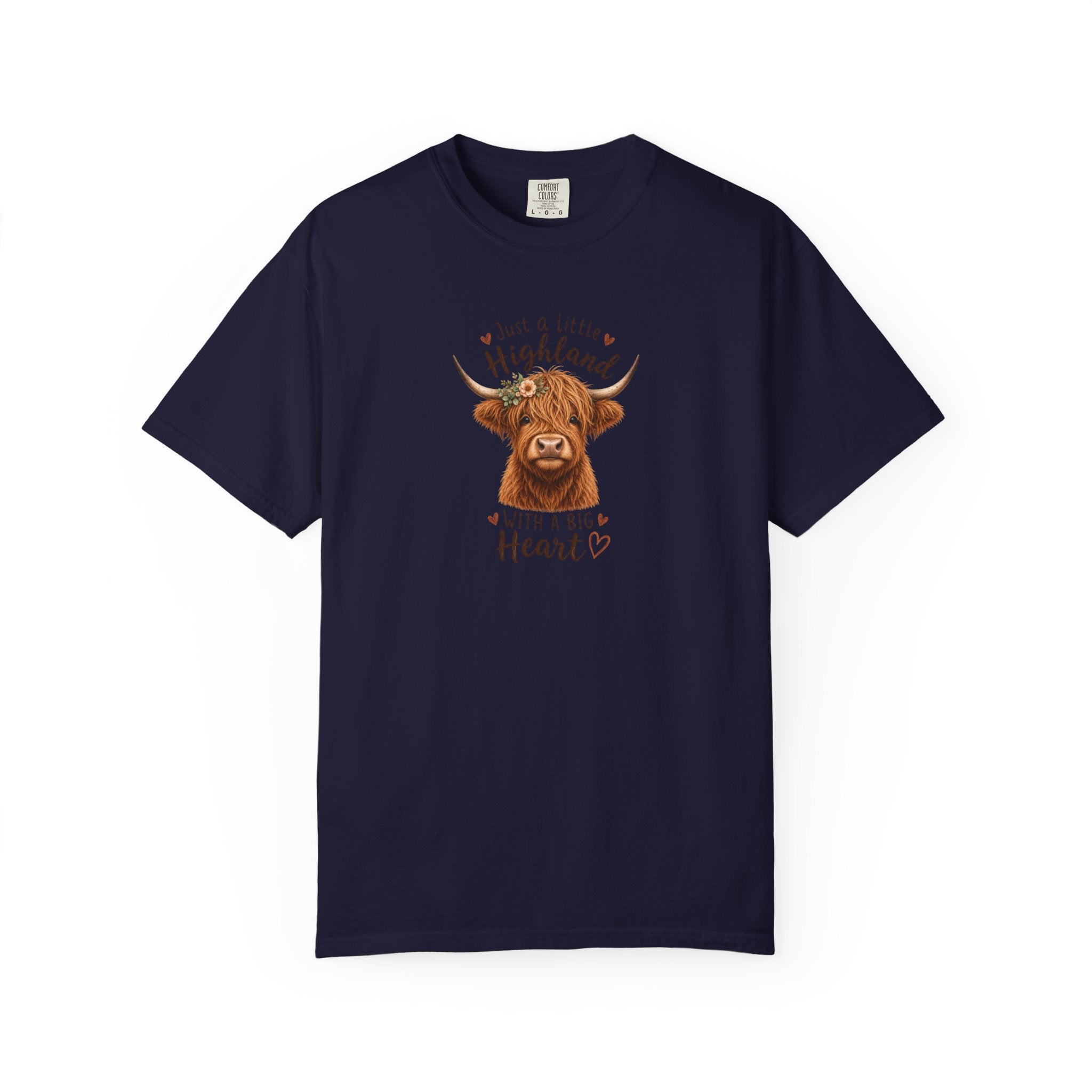 Highland Cow T-Shirt — "Just a Little Highland with a Big Heart" Cute Cow Graphic Tee