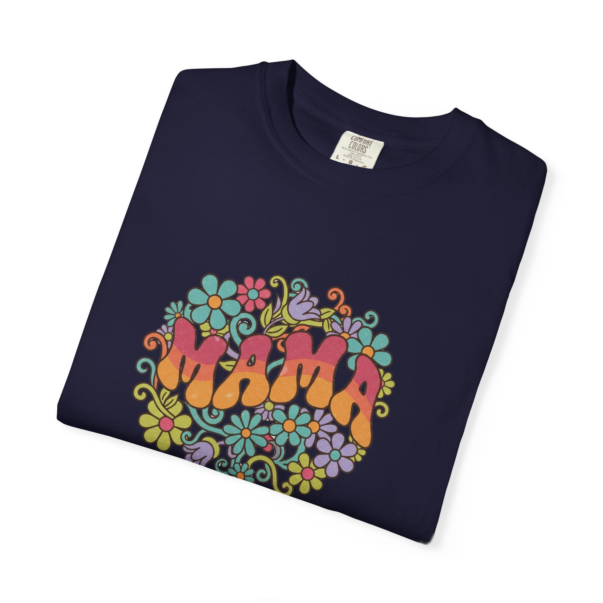 Mama Floral Retro T-Shirt — Vintage Hippie Flower Power Tee for Moms