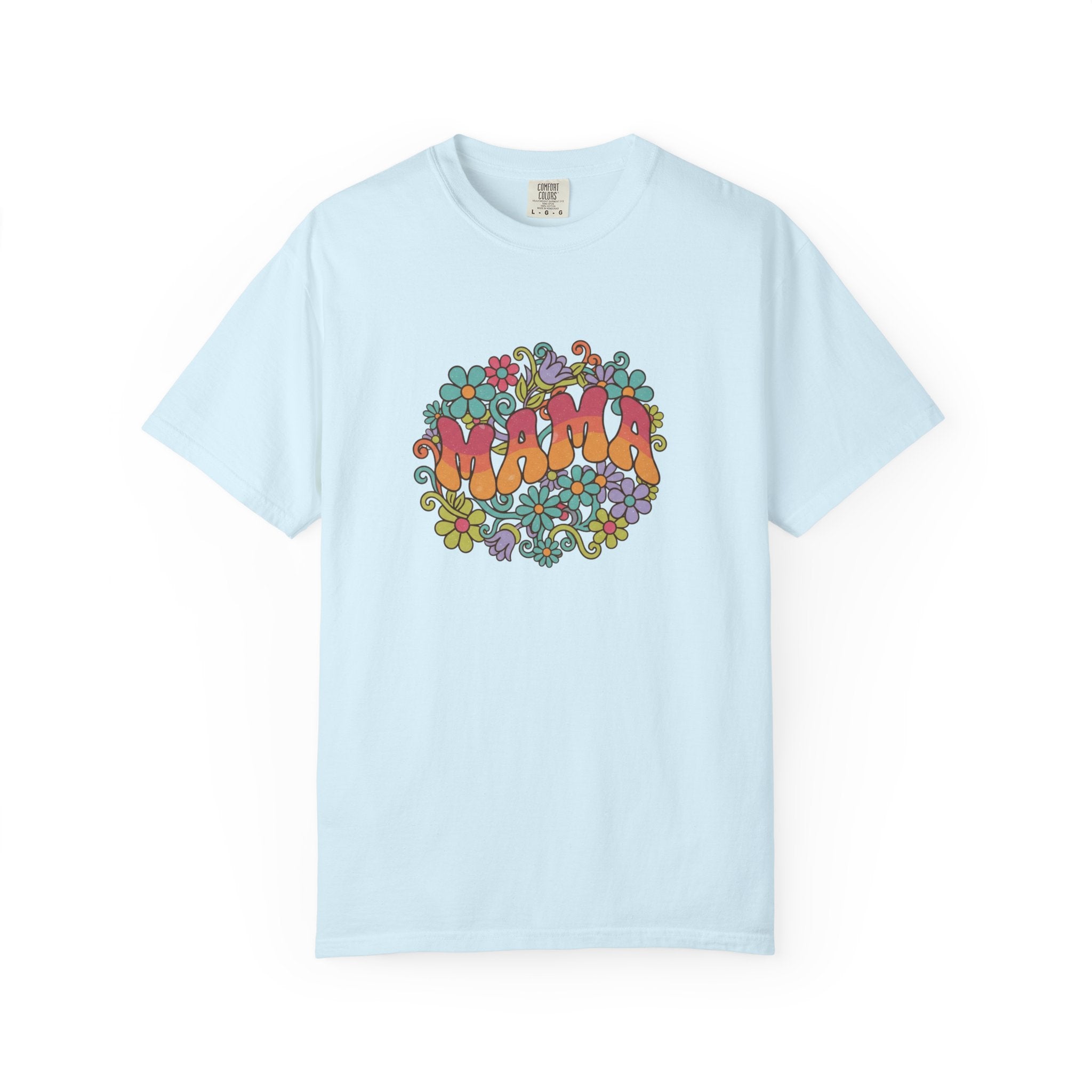 Mama Floral Retro T-Shirt — Vintage Hippie Flower Power Tee for Moms