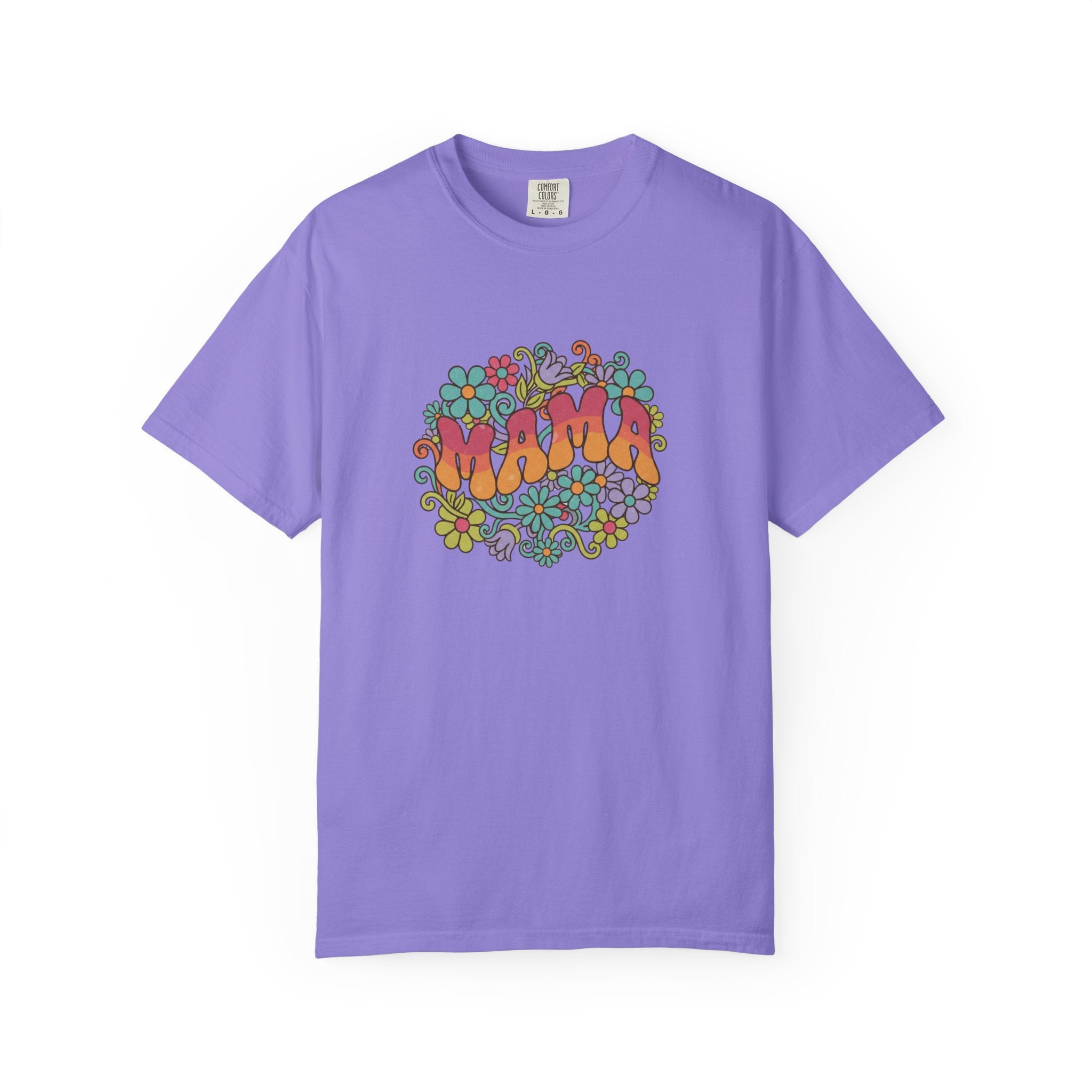Mama Floral Retro T-Shirt — Vintage Hippie Flower Power Tee for Moms