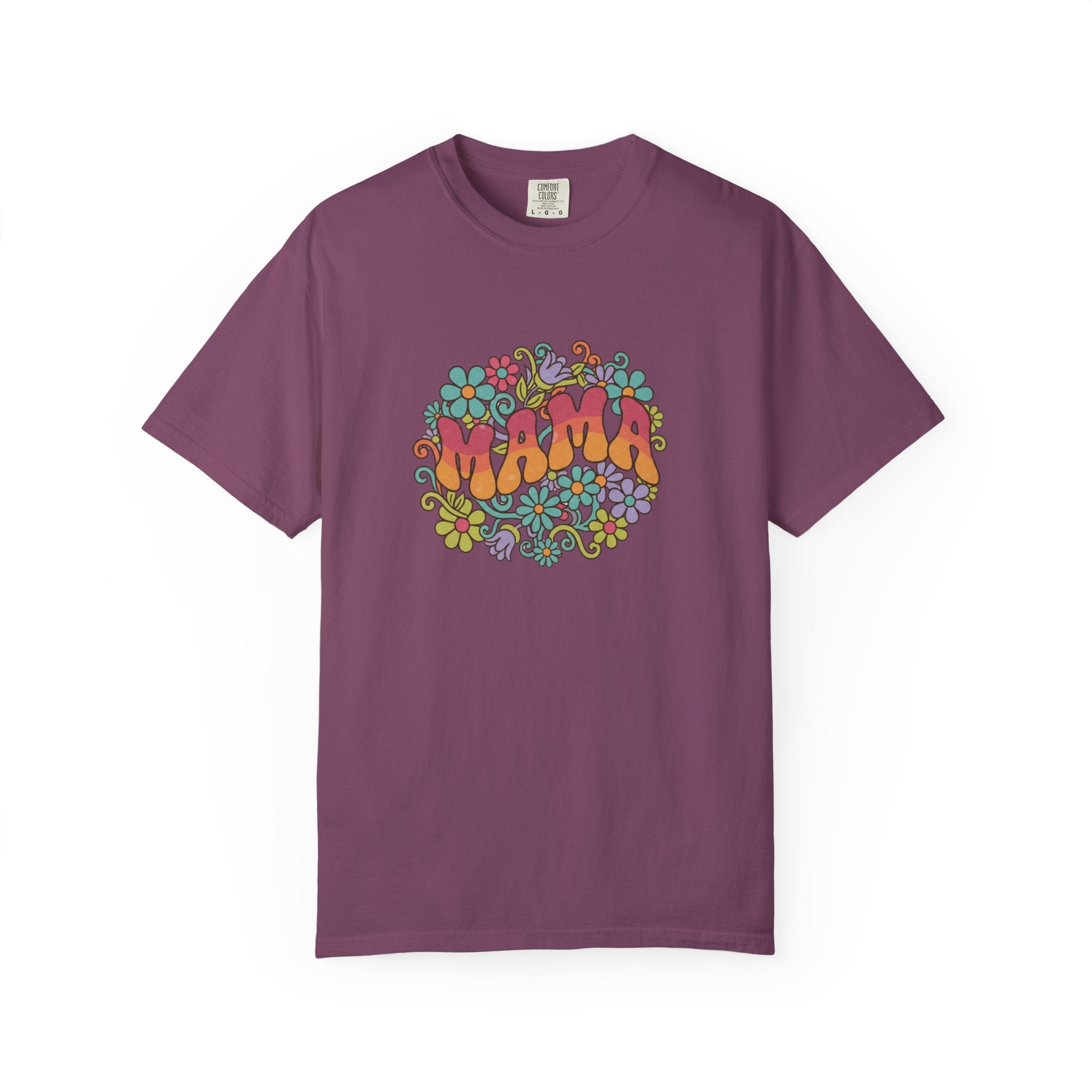Mama Floral Retro T-Shirt — Vintage Hippie Flower Power Tee for Moms