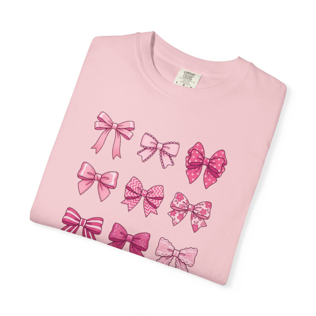 Pink Bow Pattern T-Shirt — Cute Ribbon Graphic Tee
